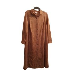 J. Jill Vicuna 1X Button Down Dress Long Sleeves Tan Brown NWT